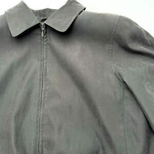 LONDON FOG Men Large Gray Long Full Zip Lined Collar Water Repellent Jacket Coat